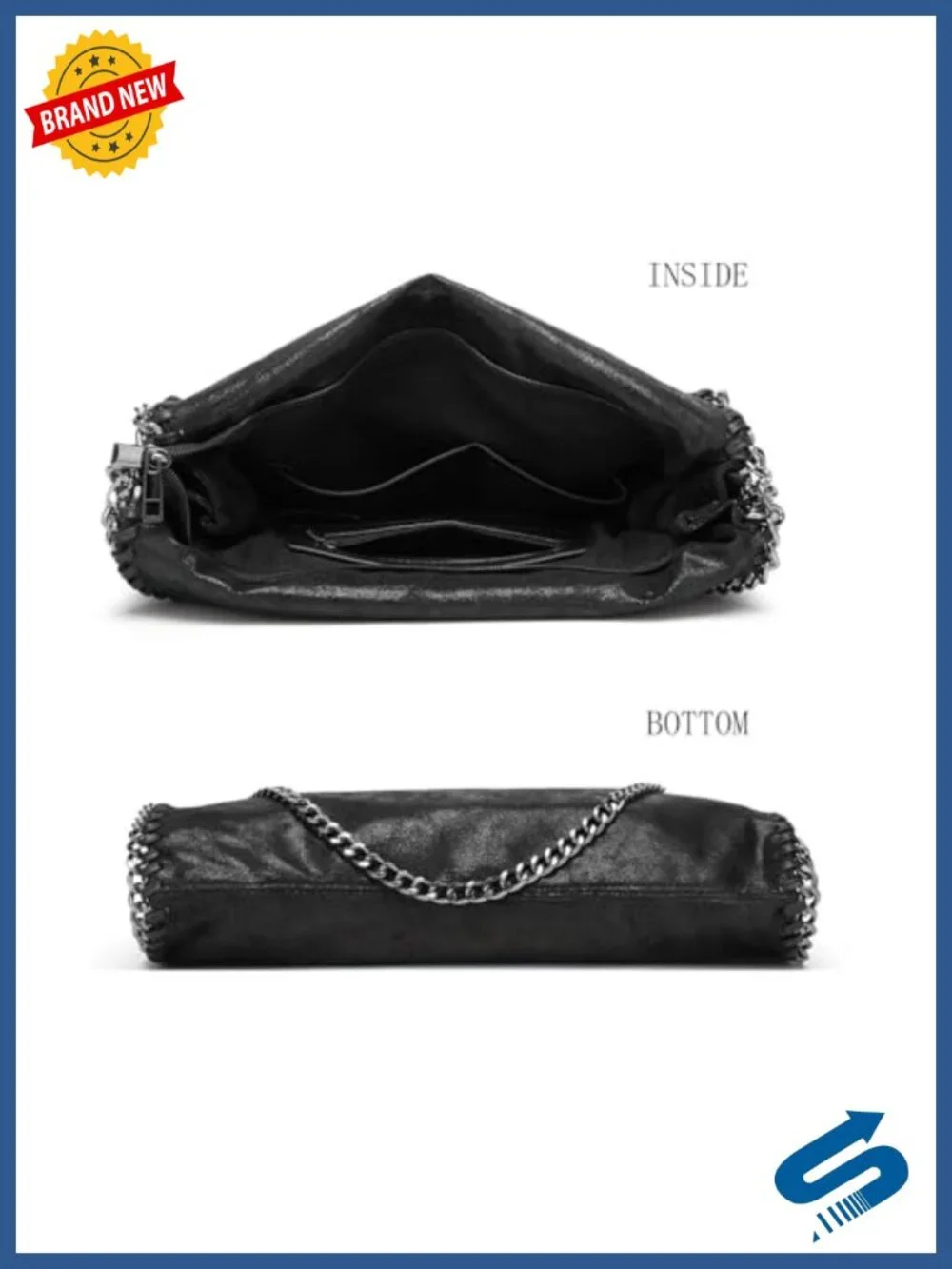 Faux Leather Oversized Slouchy Chain Hobo Shoulder Bag Tote